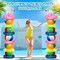 24 Pcs Beach Ball Party Kit 10 Pcs 16 Inch Beach Balls 12 Pcs Swimming Ring 2 Pcs Inflatable Flamingo Beach Ball Tower Rainbow Color Beach Balls for Summer Theme Party Decorations